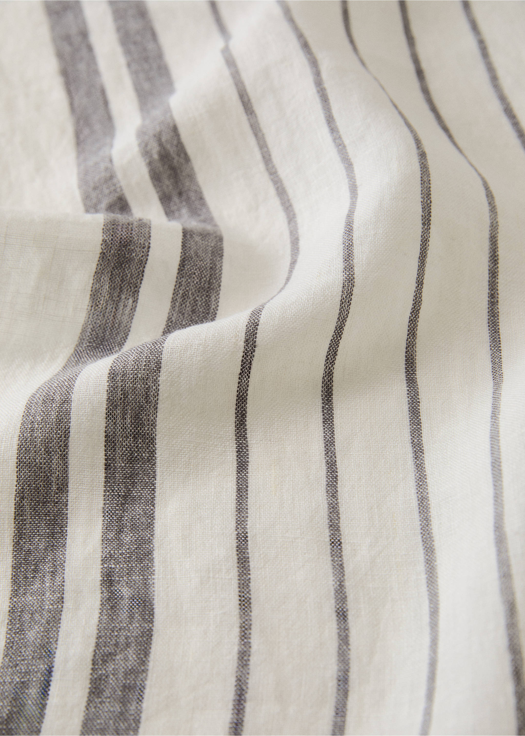 100% linen striped kitchen towel with trim - Details of the article 1, White. Ref: 27043289-00.