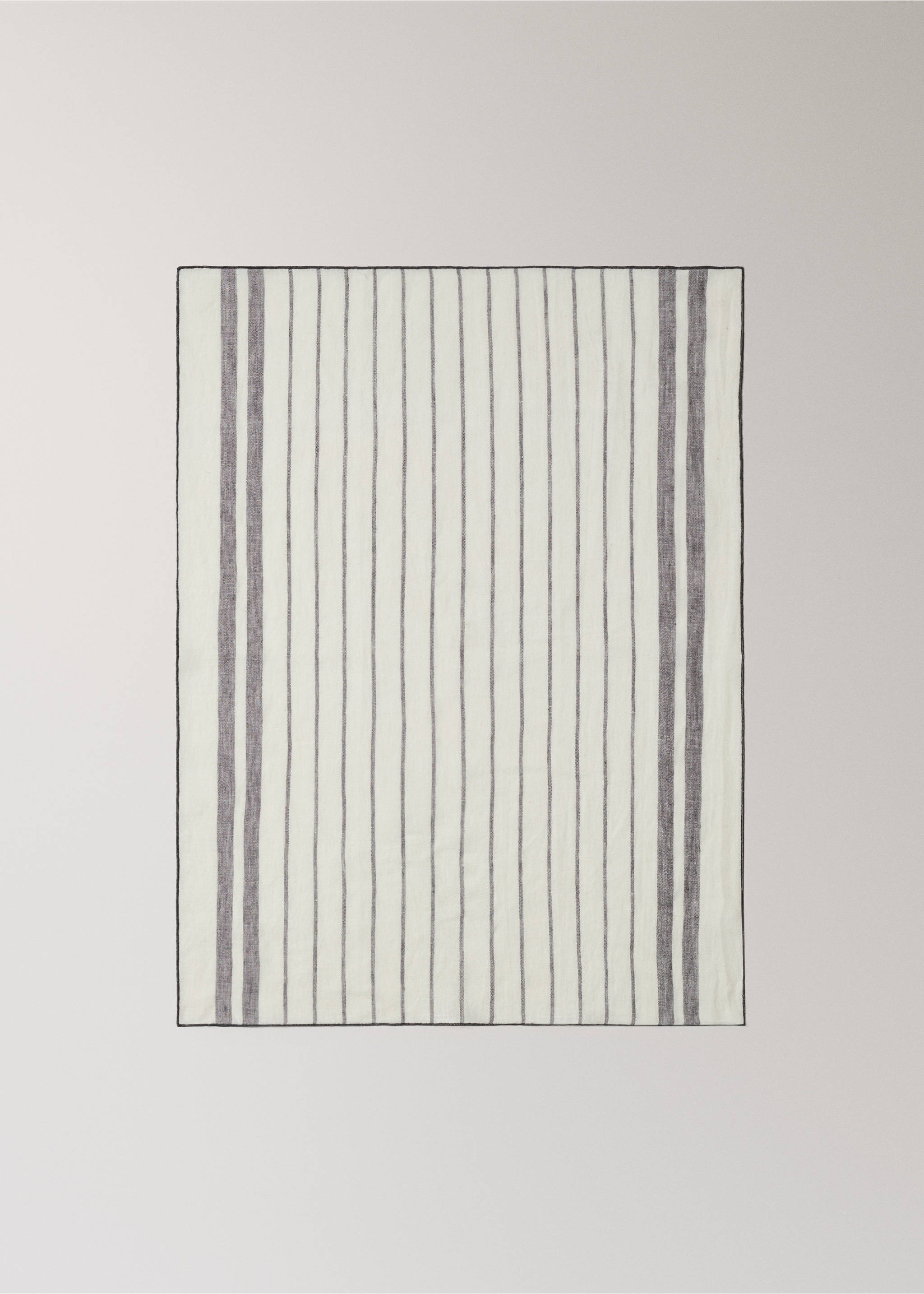 100% linen striped kitchen towel with trim - Details of the article 3, White. Ref: 27043289-00.