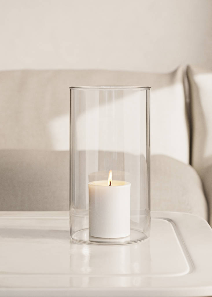 Large cylindrical borosilicate vase — Ice Grey
