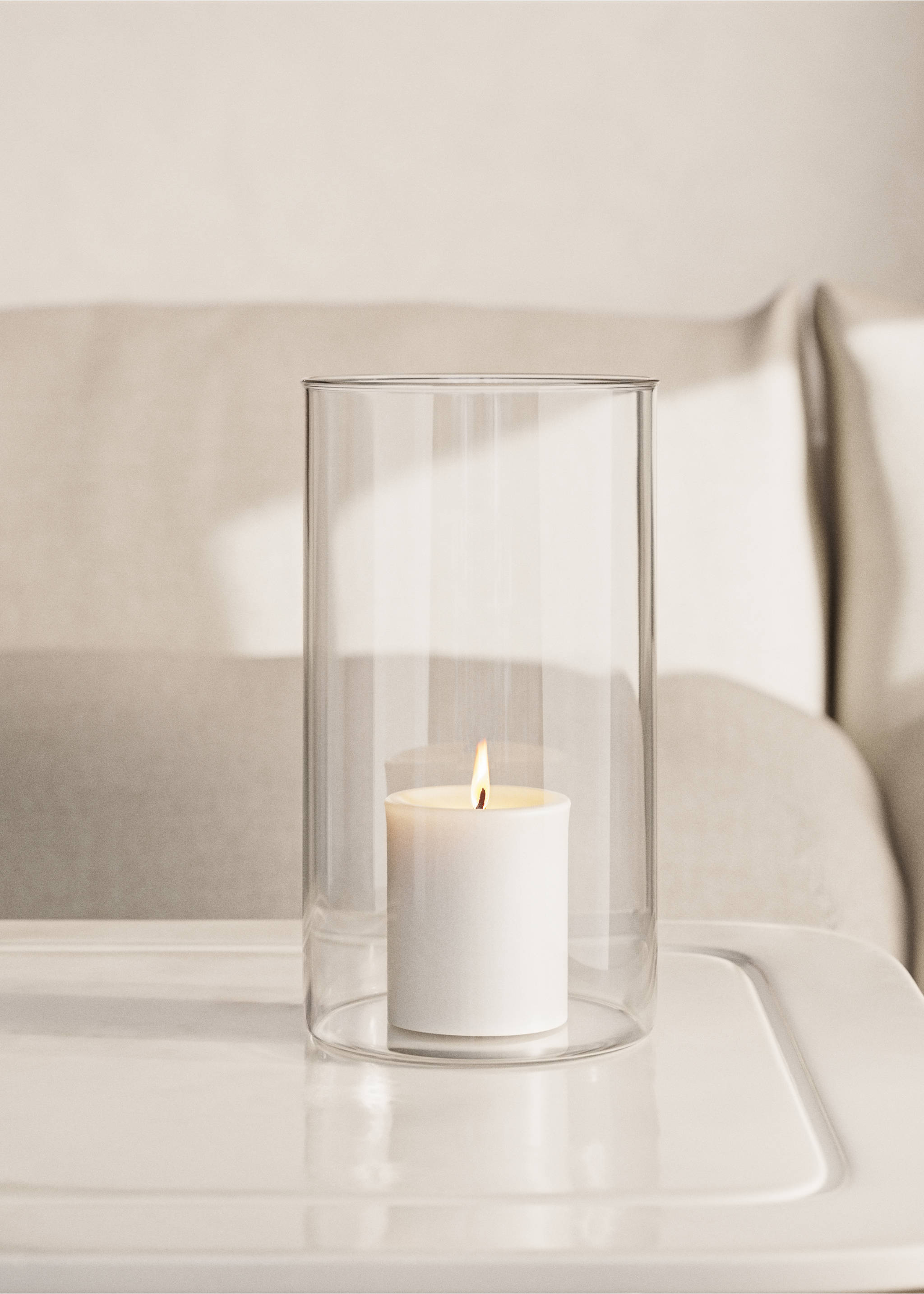 Large cylindrical borosilicate vase - General plane, Ice Grey. Ref: 27043293-00.