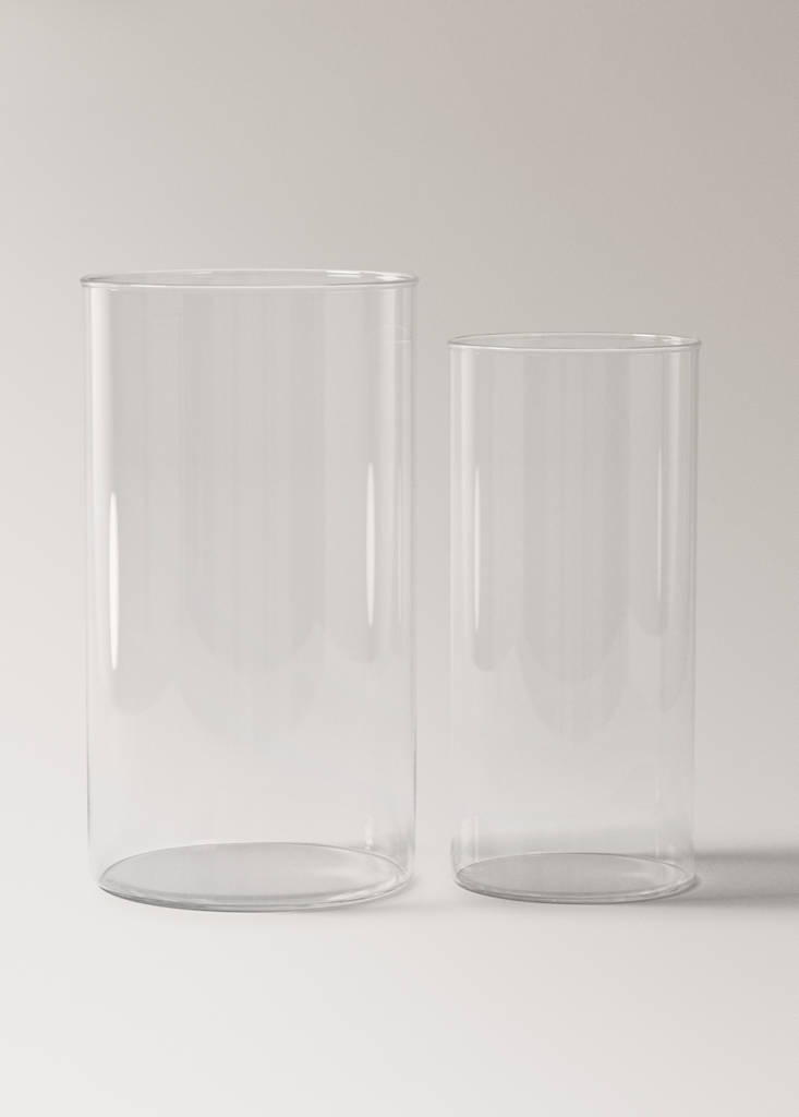 Large cylindrical borosilicate vase — Ice Grey