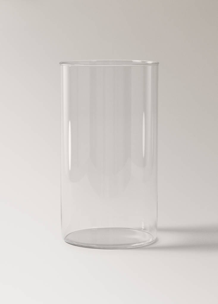Large cylindrical borosilicate vase — Ice Grey