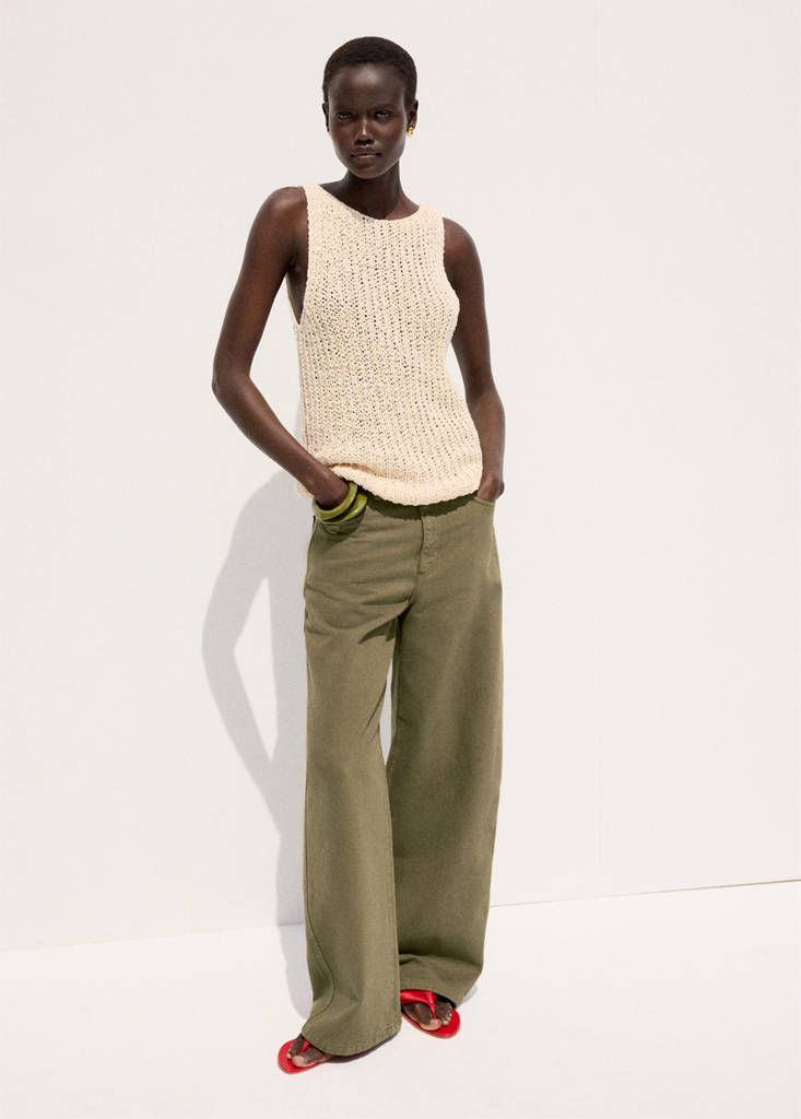 Mid-rise balloon jeans — Khaki