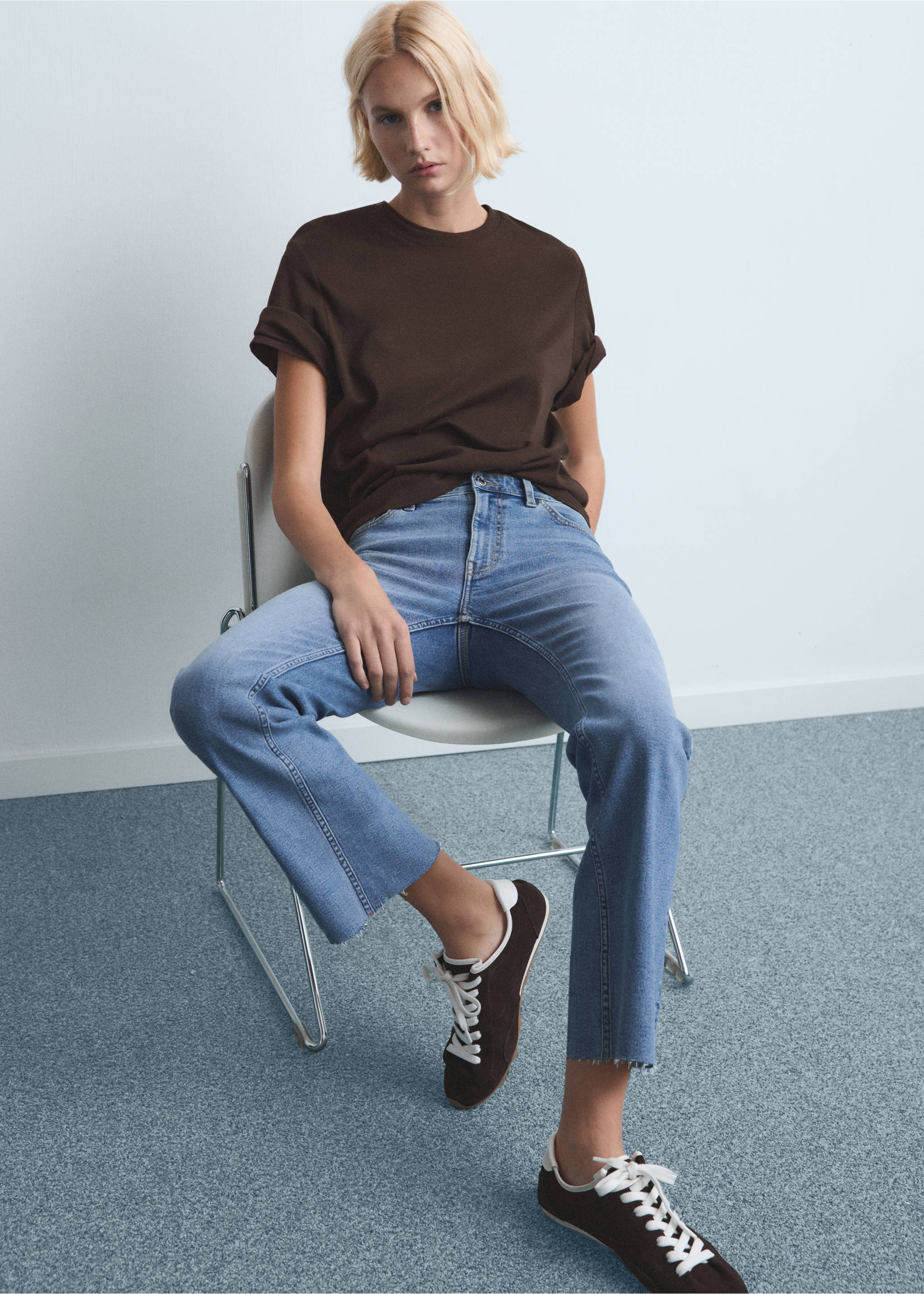 Sienna七分喇叭牛仔裤 - null, 中蓝色. Ref: 27043300-00.