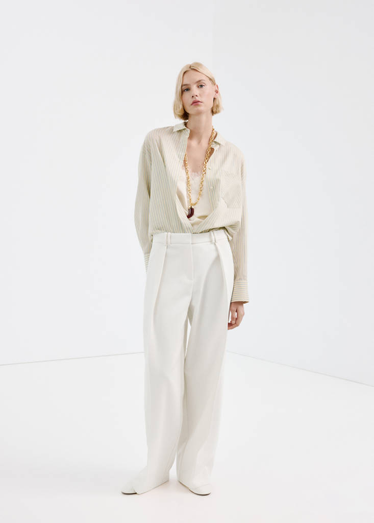 Lyocell shirt with pocket — Pastel Yellow