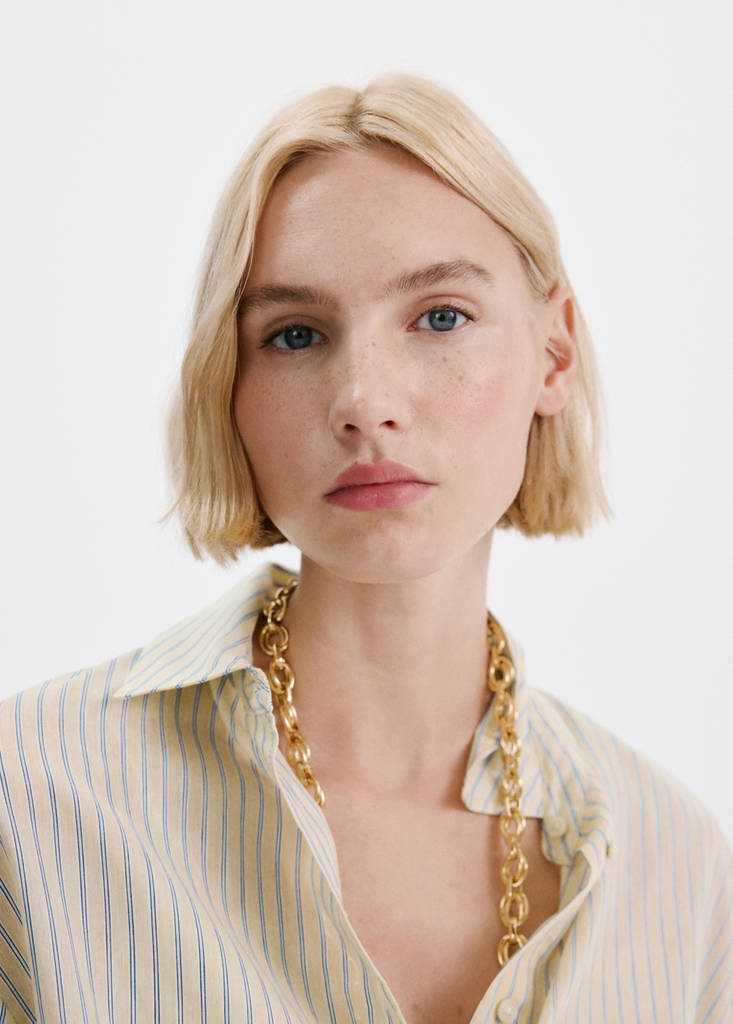 Lyocell shirt with pocket — Pastel Yellow