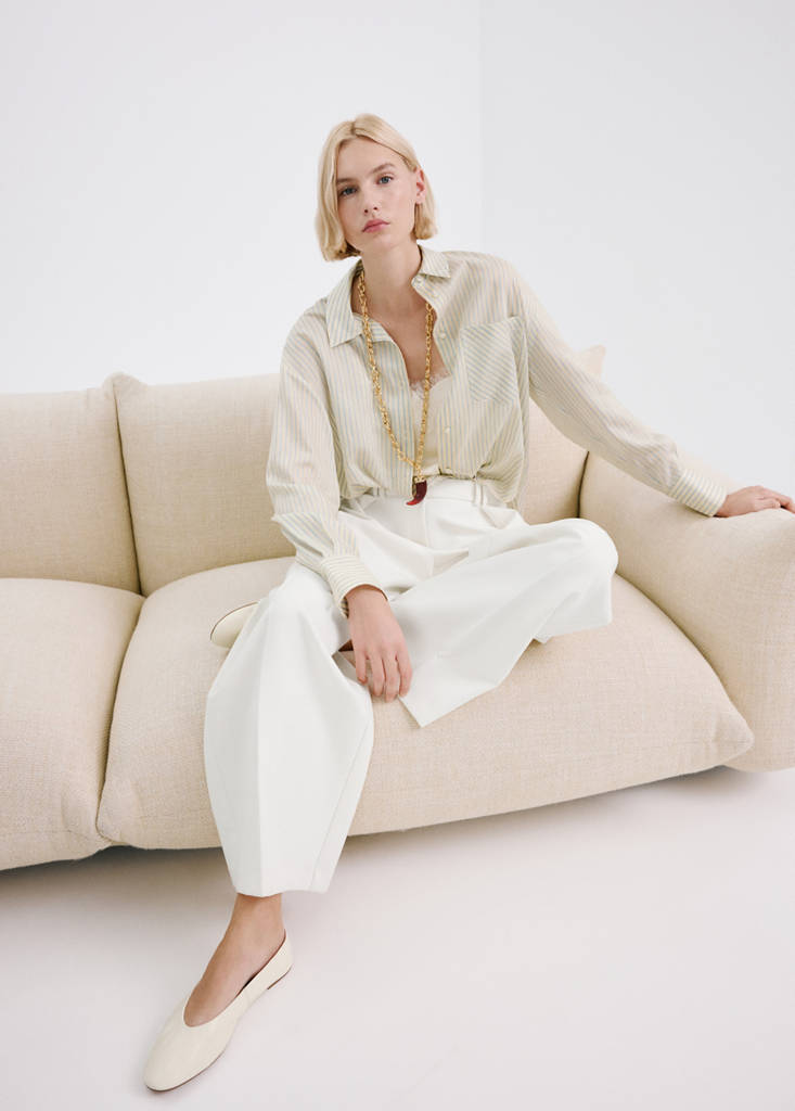 Lyocell shirt with pocket — Pastel Yellow