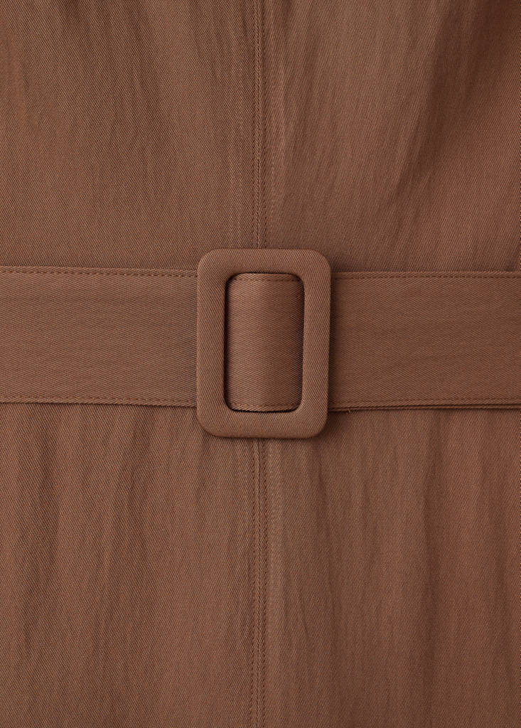 Pleated A-line dress — Brown