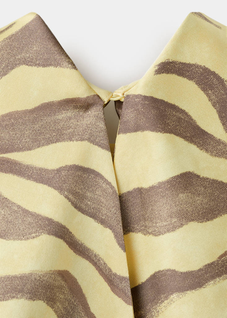 Printed dress with foulard — Yellow