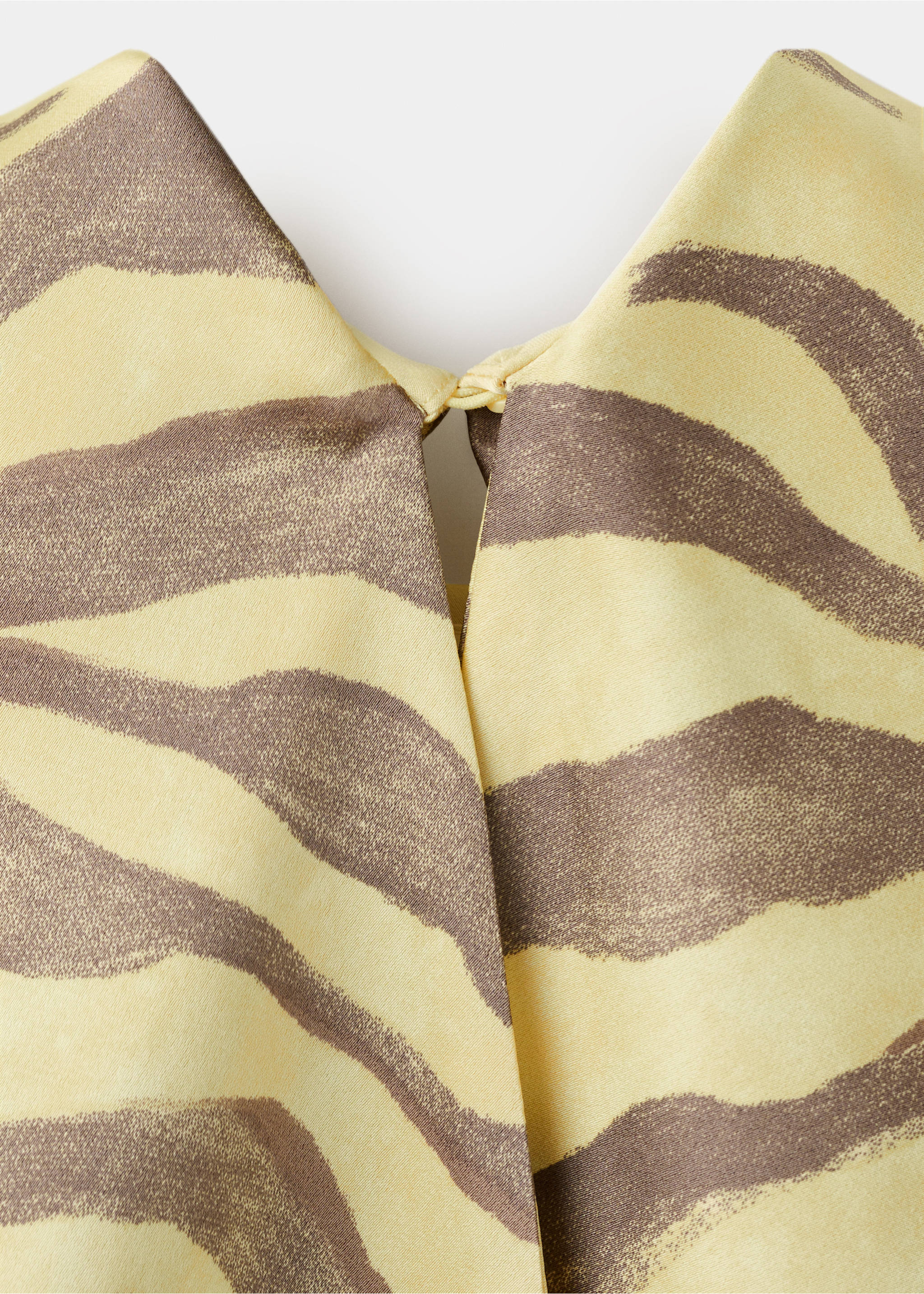Printed dress with foulard - Details of the article 0, Yellow. Ref: 27043305-00.