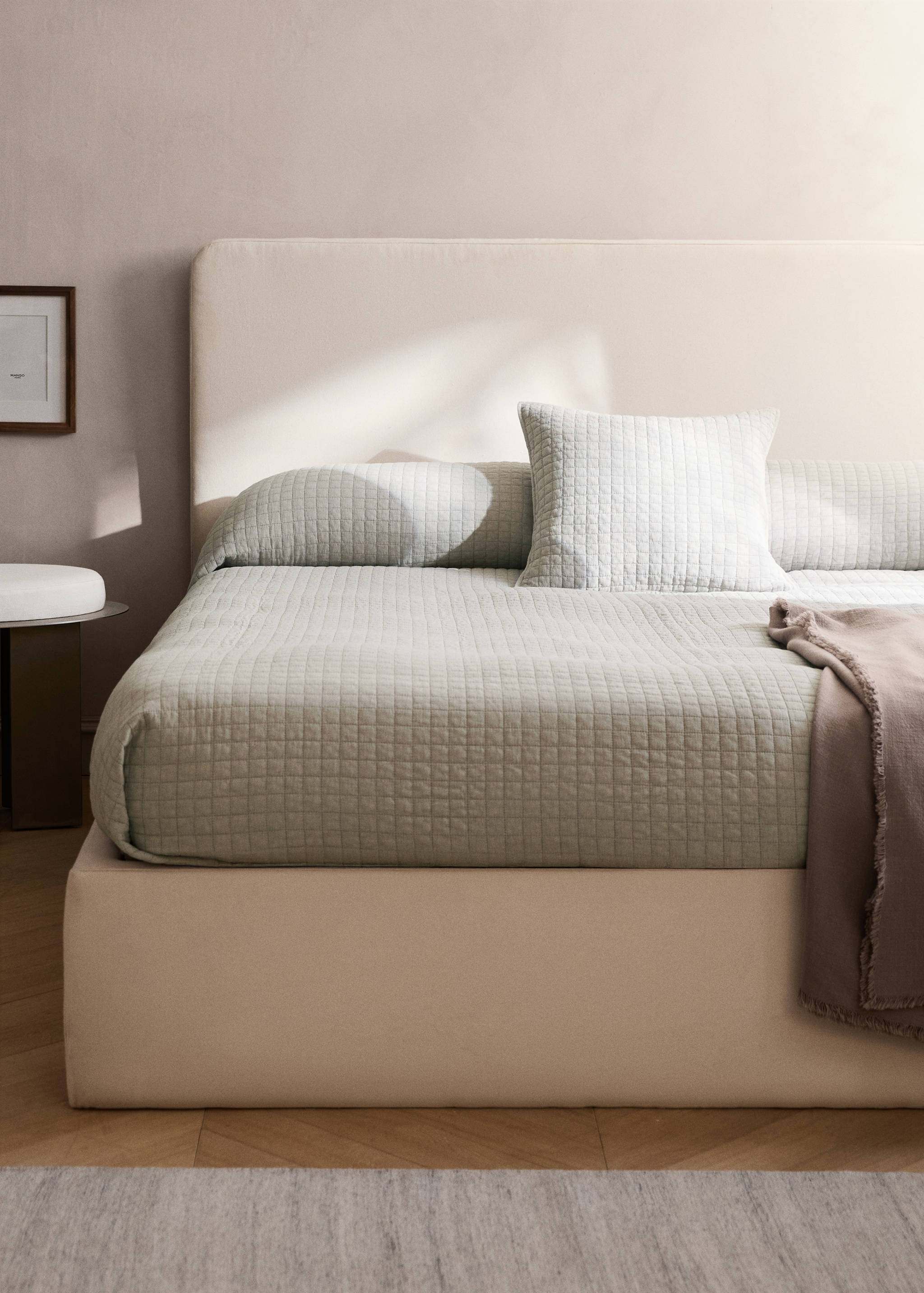 Garment-dyed cotton quilt squares bed 90/105 cm - General plane