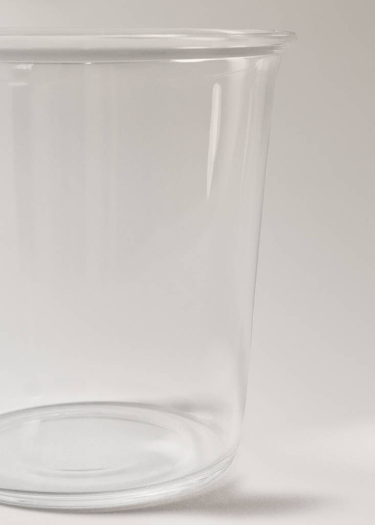 Small plain borosilicate glass tumbler — Ice Grey