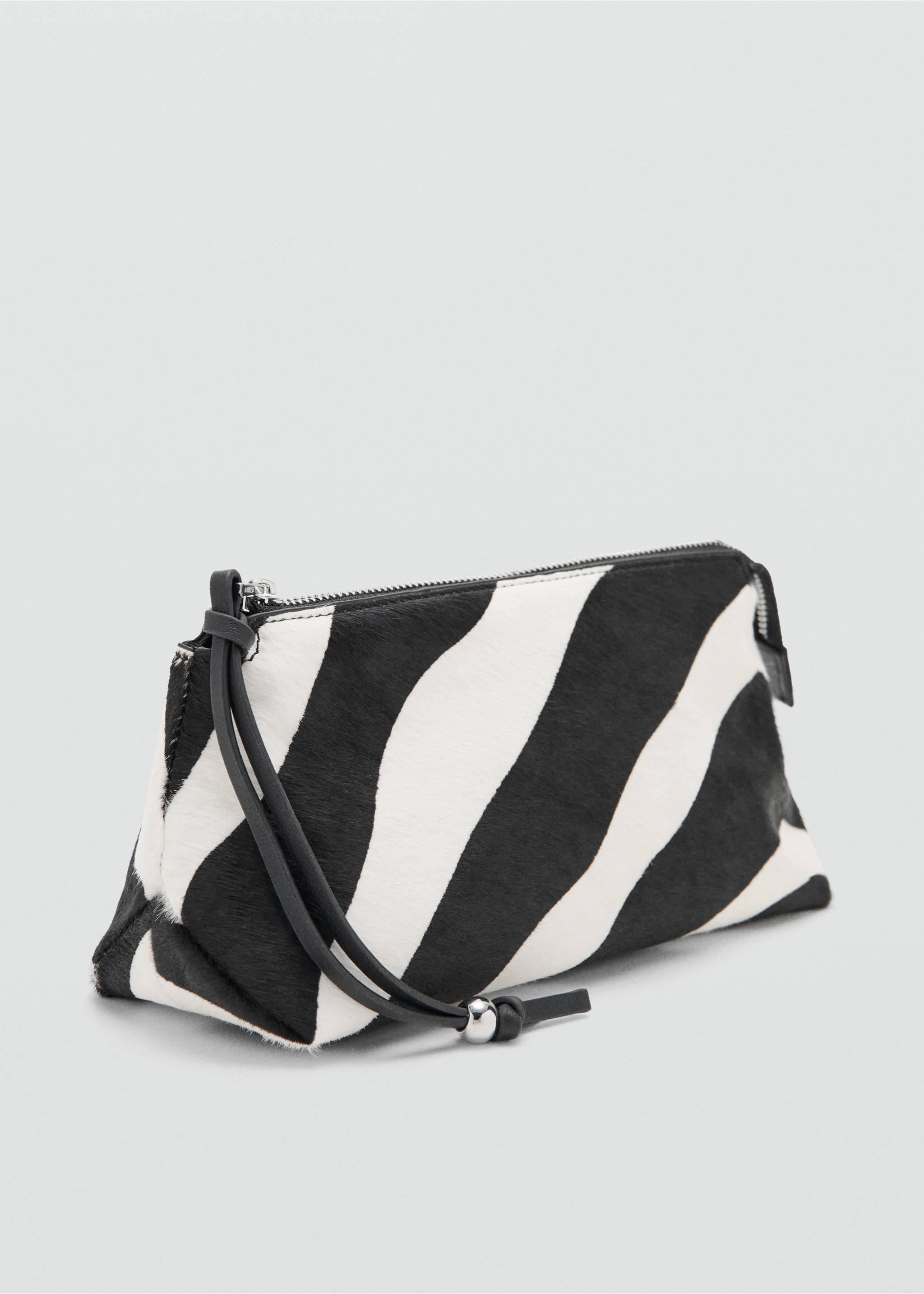 Zebra hair leather toiletry bag - Medium plane, Black. Ref: 27043312-00.