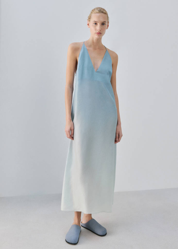Ombre silk dress — Blue