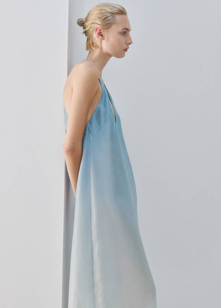 Ombre silk dress — Blue