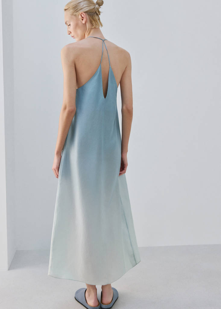 Ombre silk dress — Blue