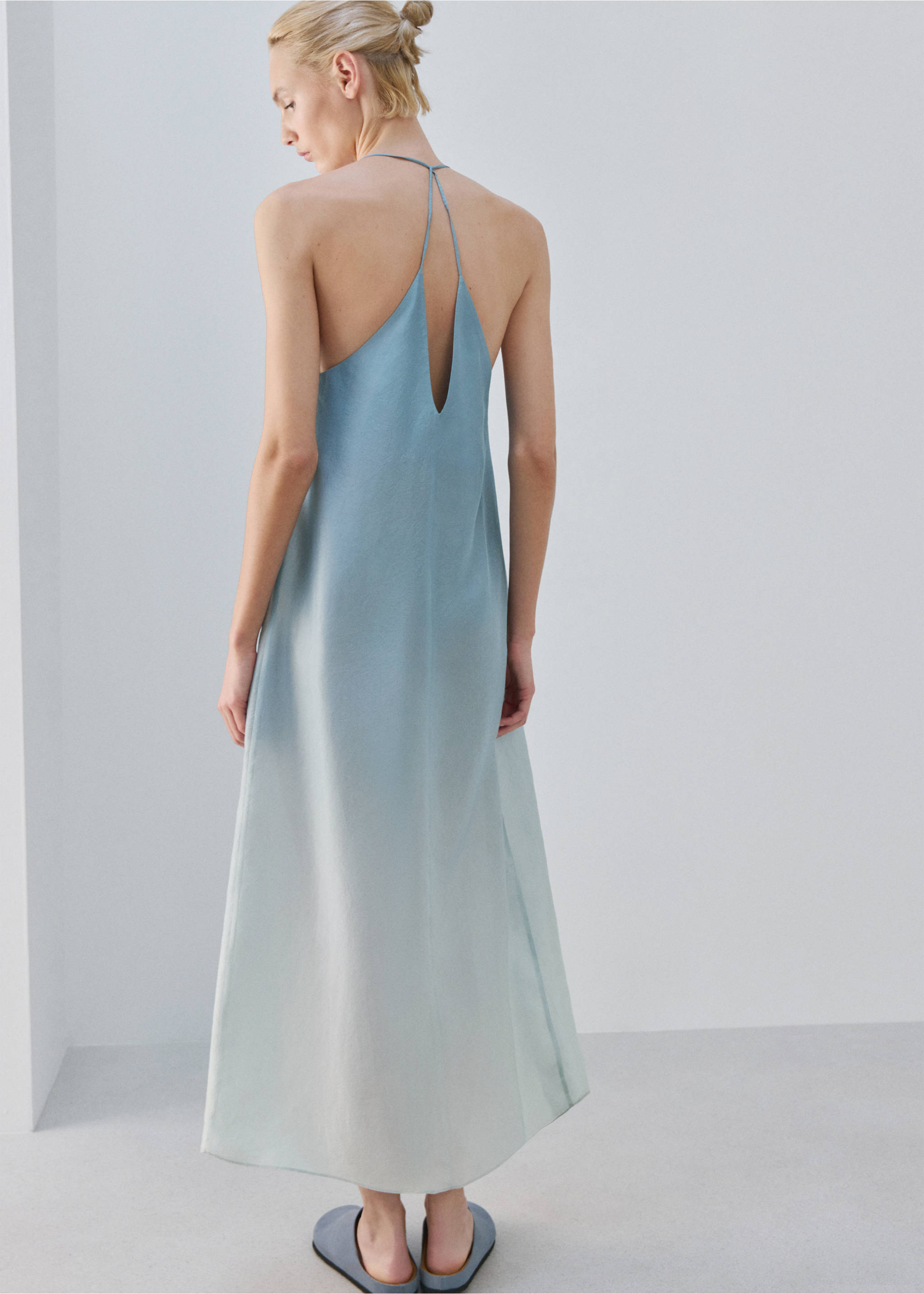Ombre silk dress - Reverse of the article, Blue. Ref: 27043314-00.