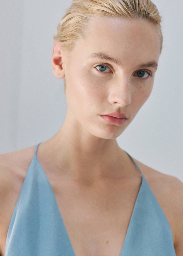 Ombre silk dress — Blue