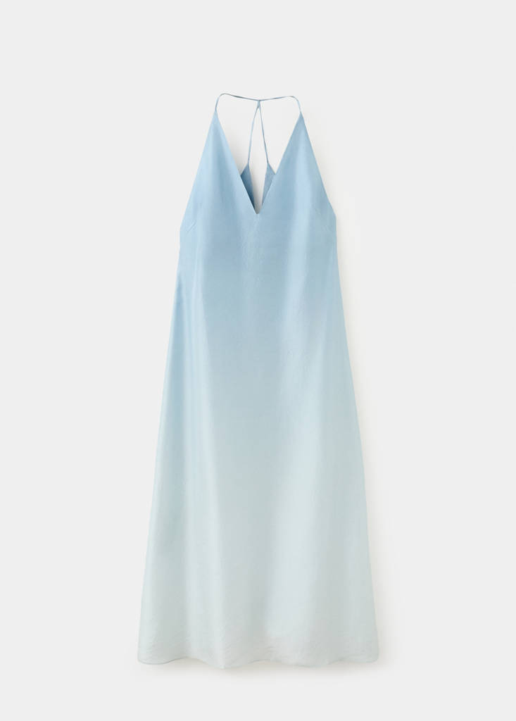 Ombre silk dress — Blue