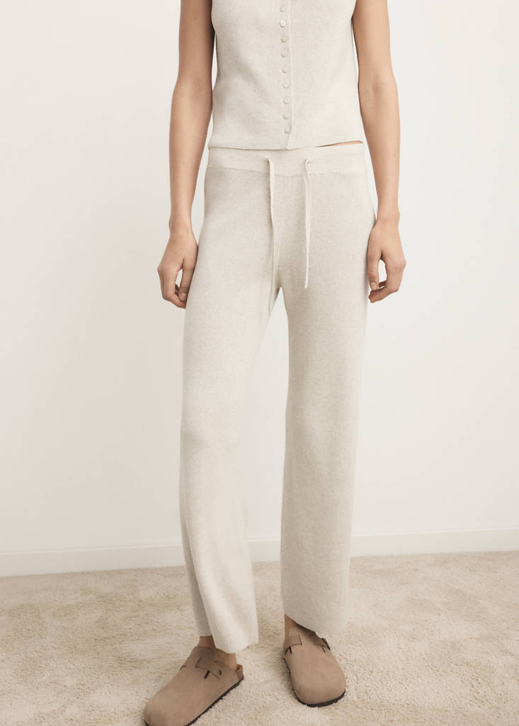 Fluid cotton-linen woven trousers — Beige