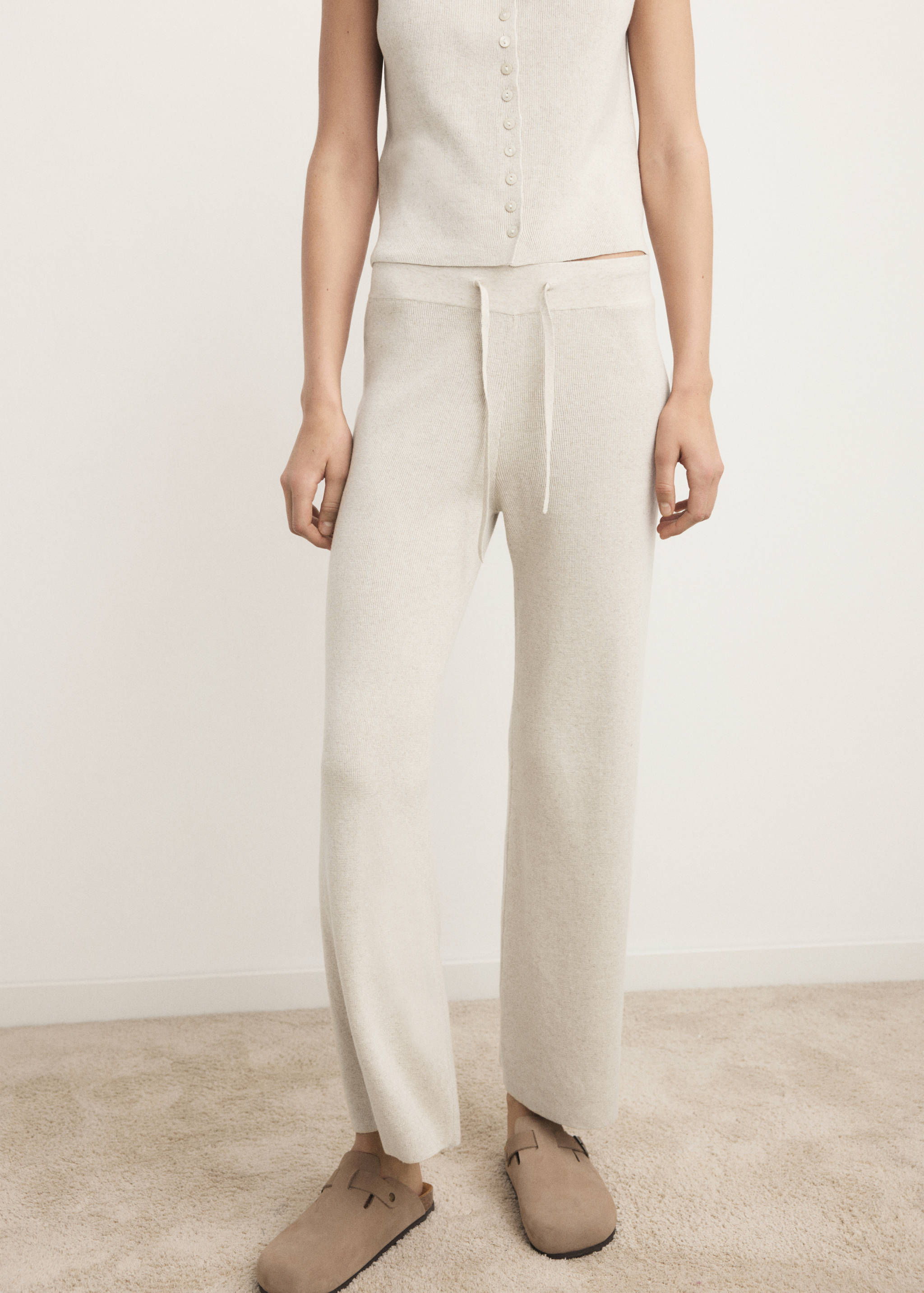 Pantalon long en coton fluide et lin - Plan moyen