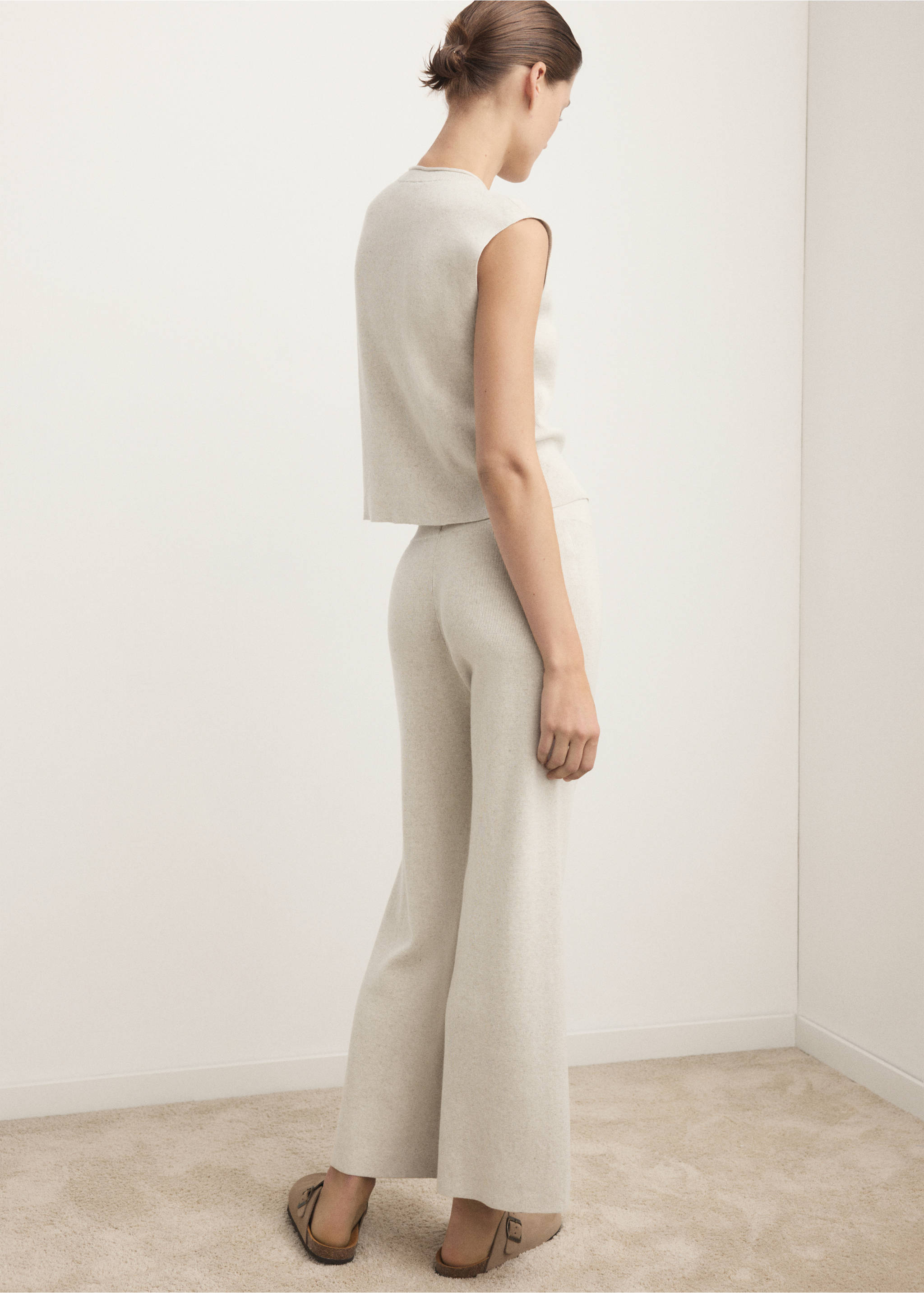 Pantalon long en coton fluide et lin - Verso de l’article, Beige. Ref: 27043318-00.