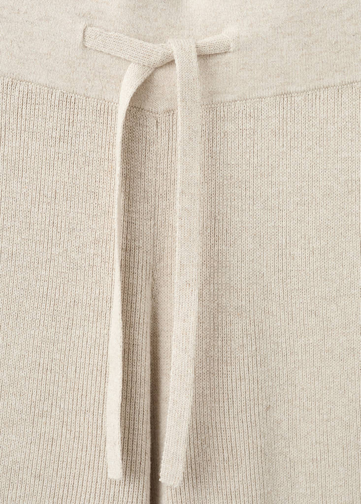 Fluid cotton-linen woven trousers — Beige