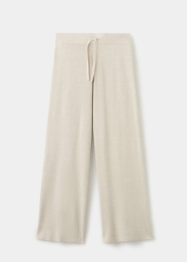 Fluid cotton-linen woven trousers — Beige