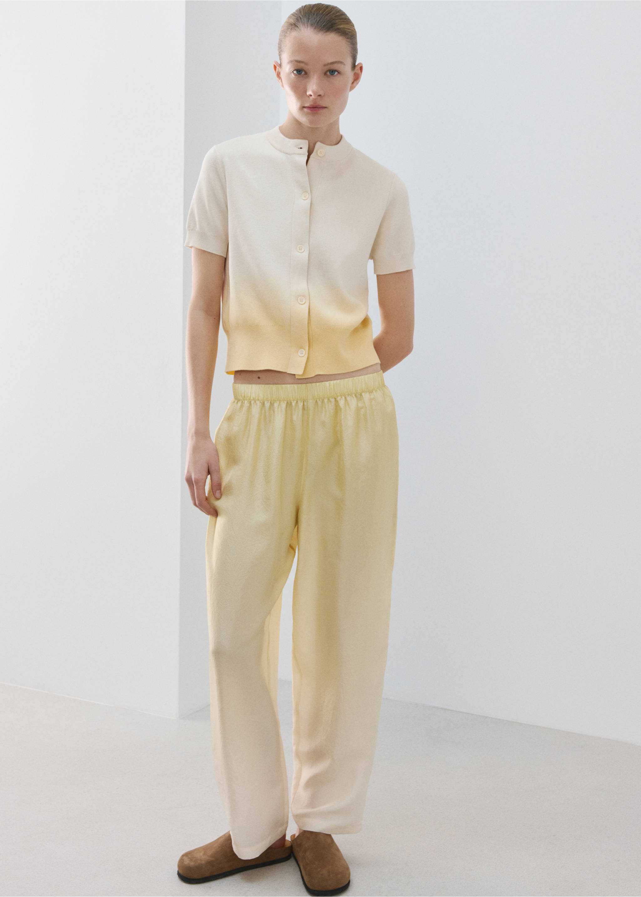 100% cotton gradient cardigan - General plane, Pastel Yellow. Ref: 27043319-00.