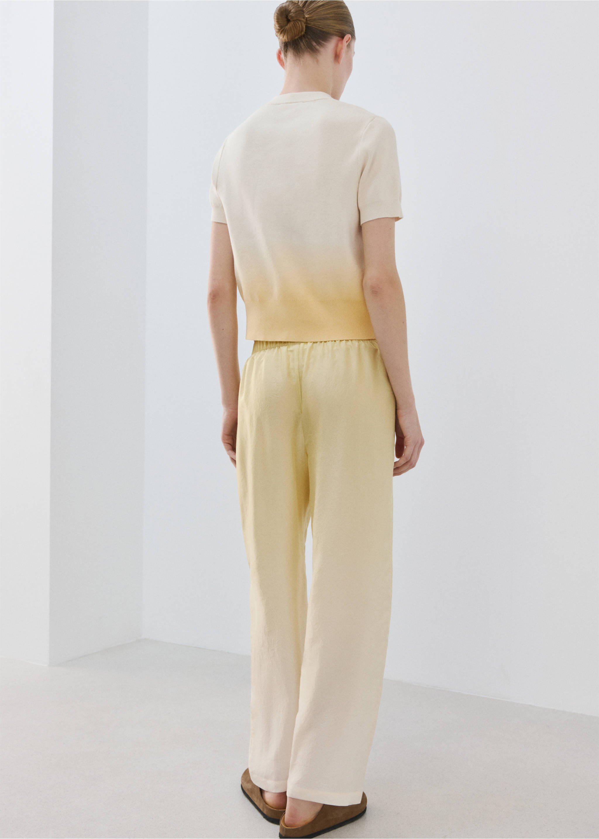 100% cotton gradient cardigan - Reverse of the article, Pastel Yellow. Ref: 27043319-00.