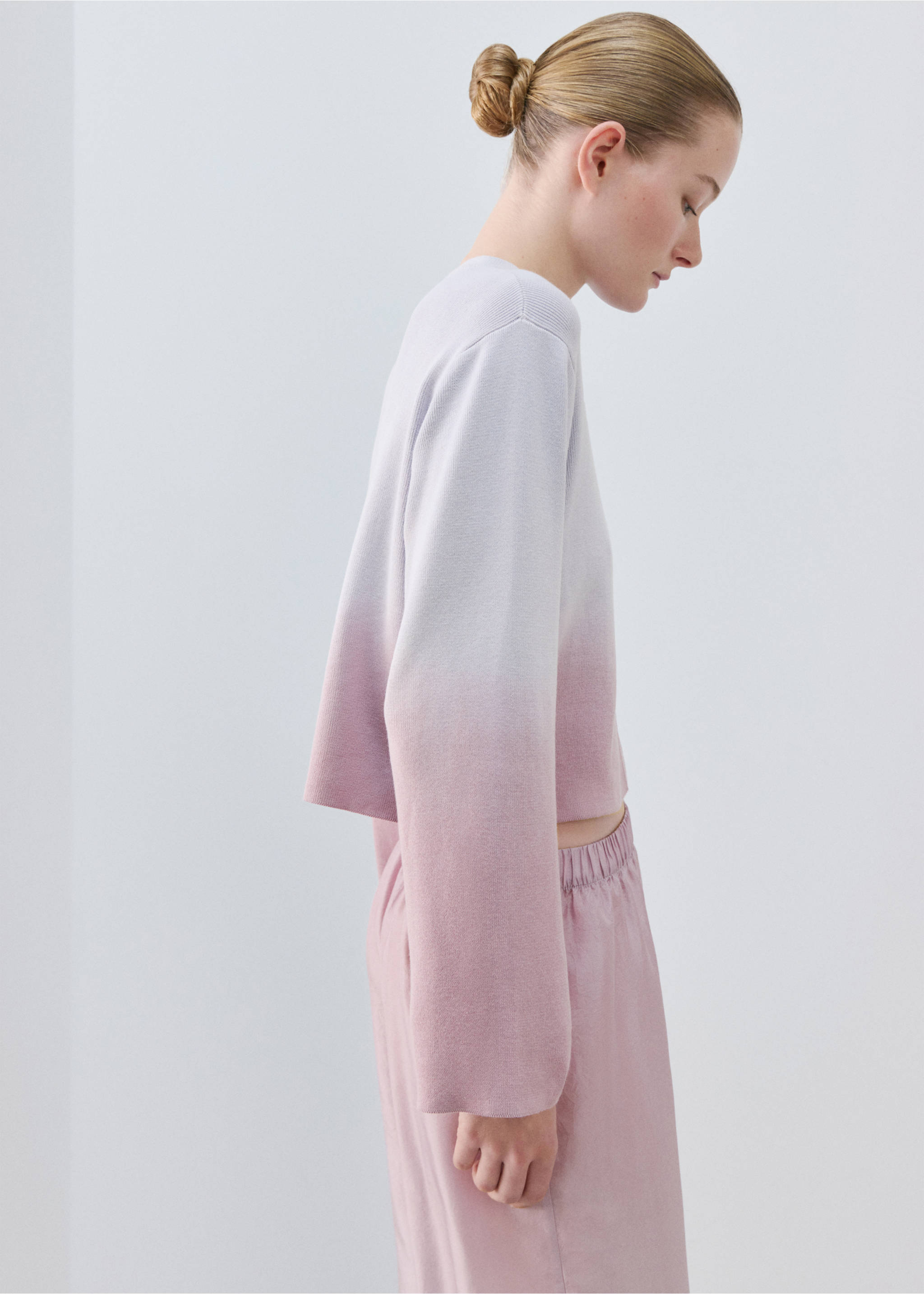 100% cotton gradient cardigan - Medium plane, Lilac. Ref: 27043320-00.