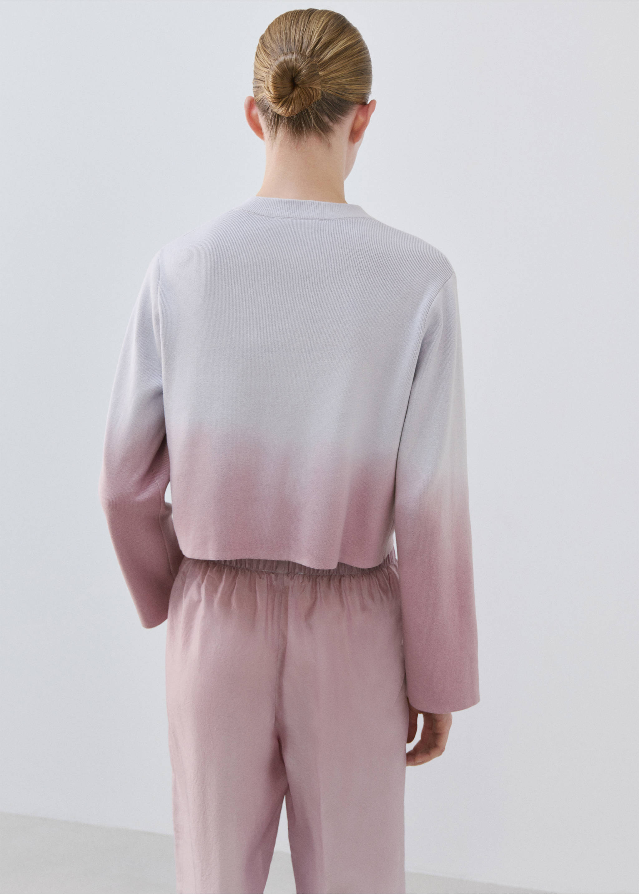 100% cotton gradient cardigan - Reverse of the article, Lilac. Ref: 27043320-00.