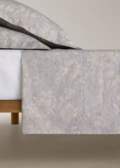 Vintage floral percale cotton top sheet for 150/160cm bed — Light/Pastel Grey 4
