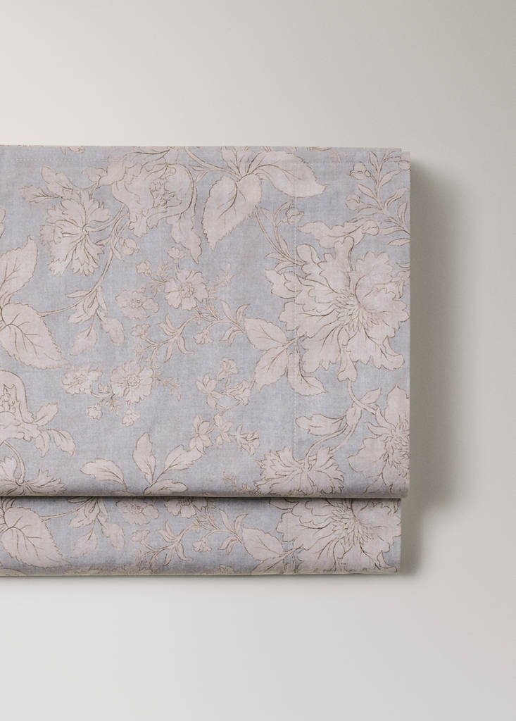 Vintage floral percale cotton top sheet for 180/200cm bed — Light/Pastel Grey