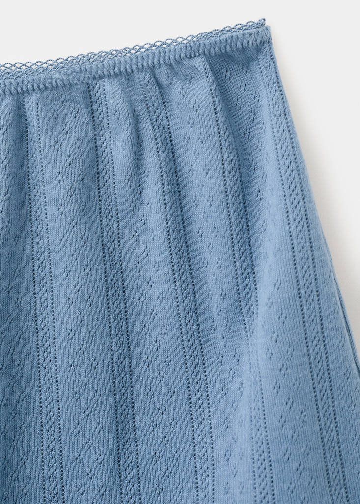 Loose-knit cotton pyjama shorts with elastic waist — Indigo Blue