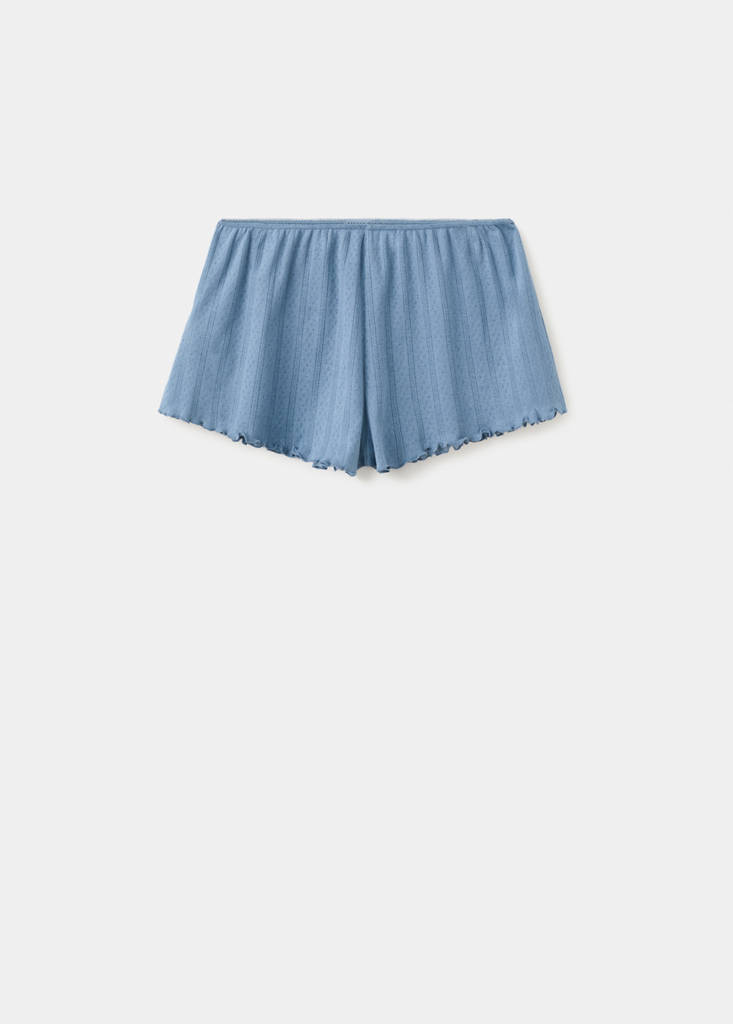 Loose-knit cotton pyjama shorts with elastic waist — Indigo Blue