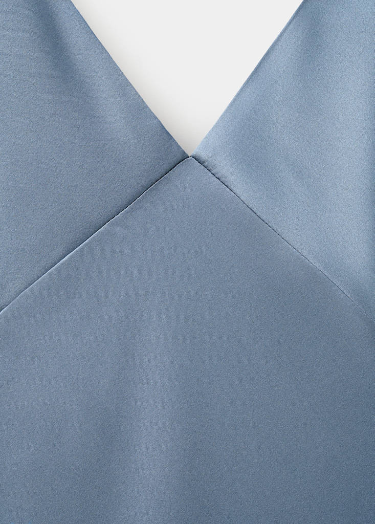 Silk-blend long dress — Blue