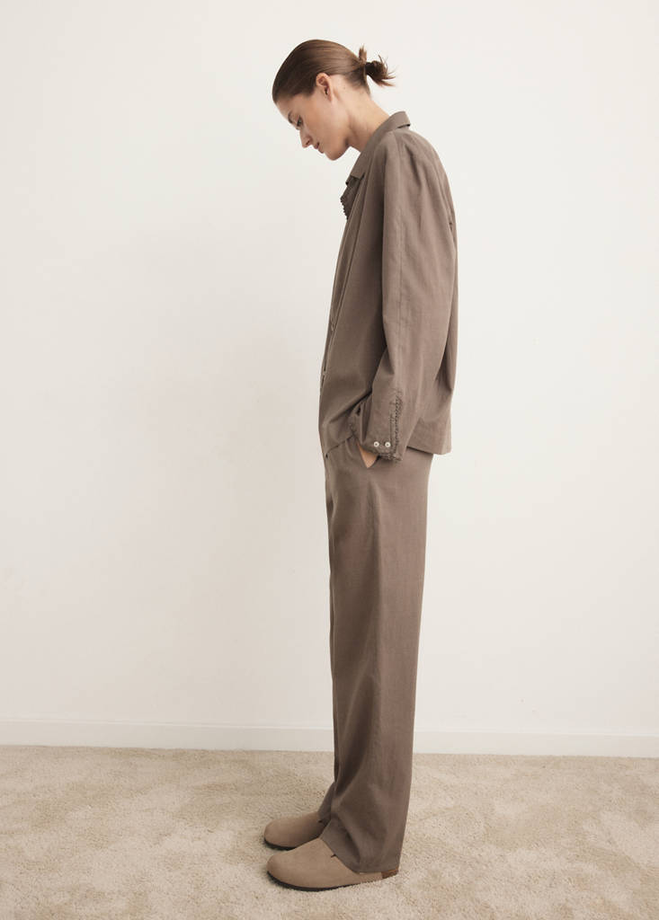 Long cotton pyjama trousers — Medium Brown