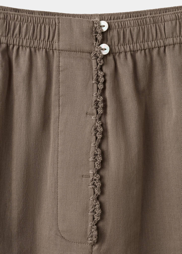 Long cotton pyjama trousers — Medium Brown