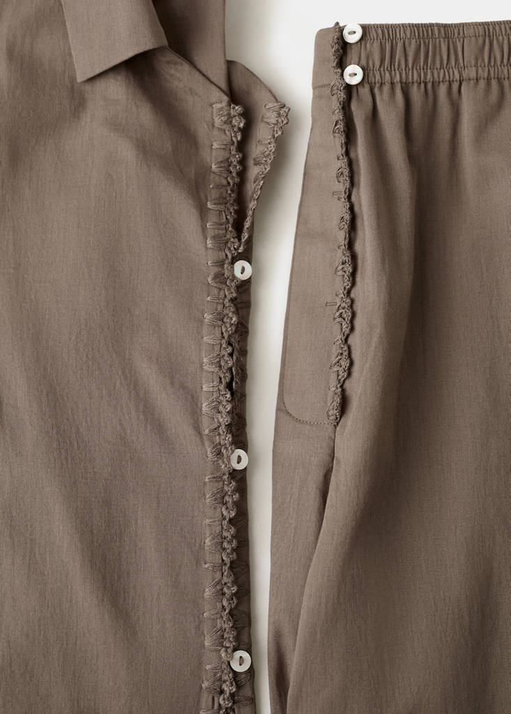 Long cotton pyjama trousers — Medium Brown