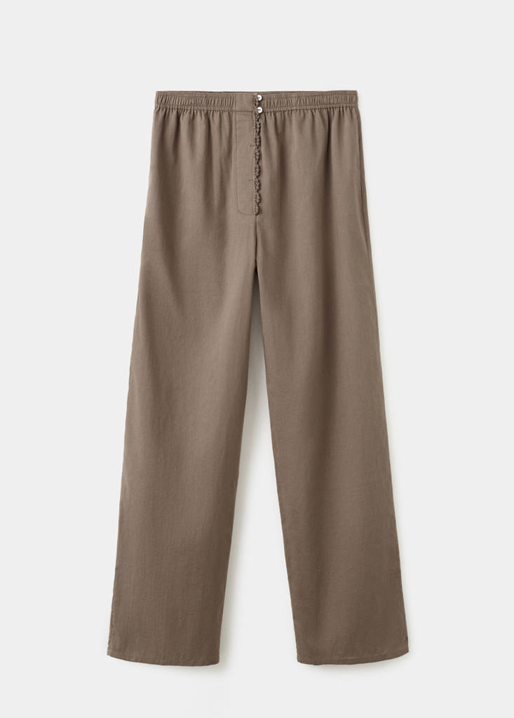 Long cotton pyjama trousers — Medium Brown