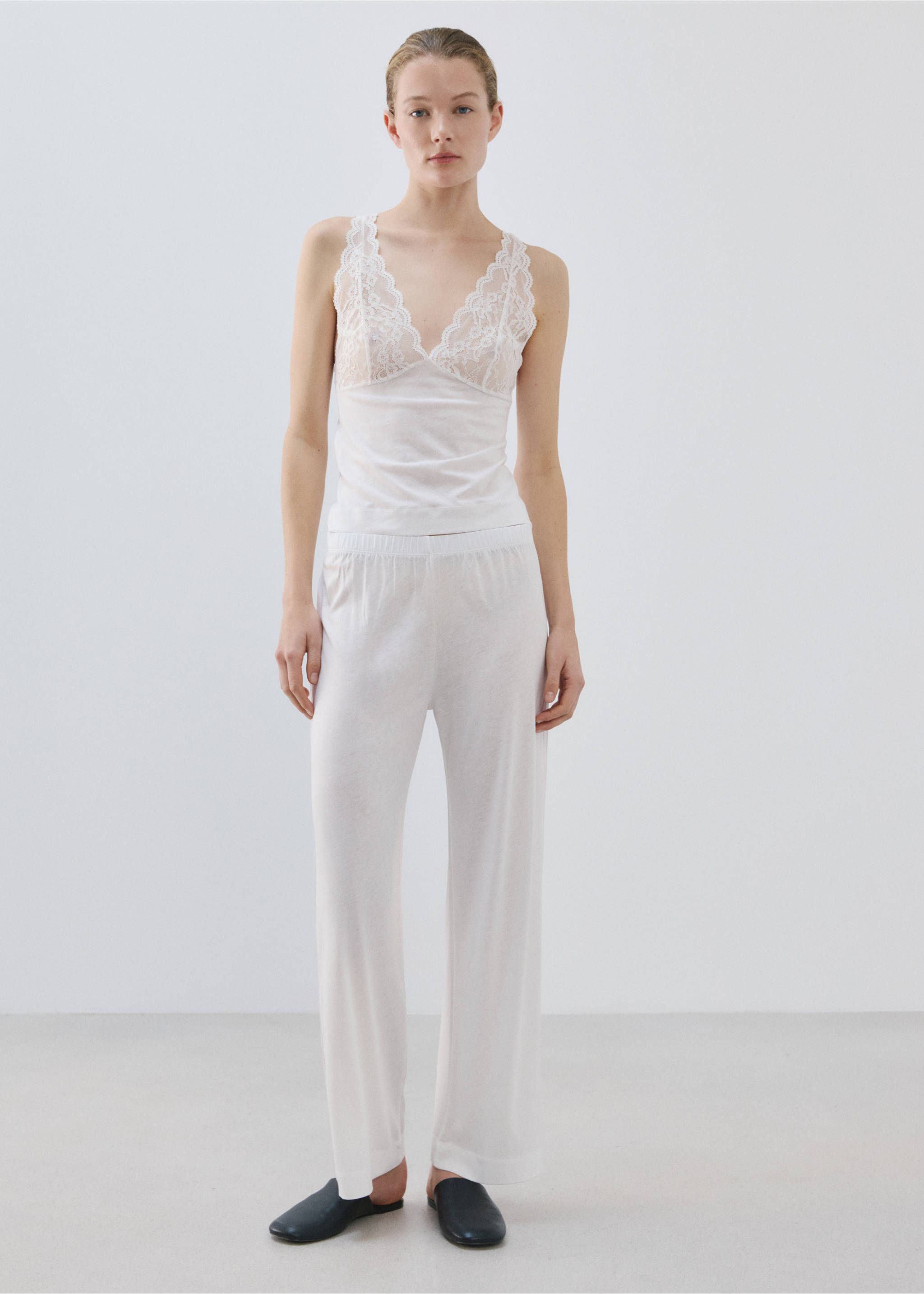Basic long lyocell pants - General plane, White. Ref: 27043333-00.