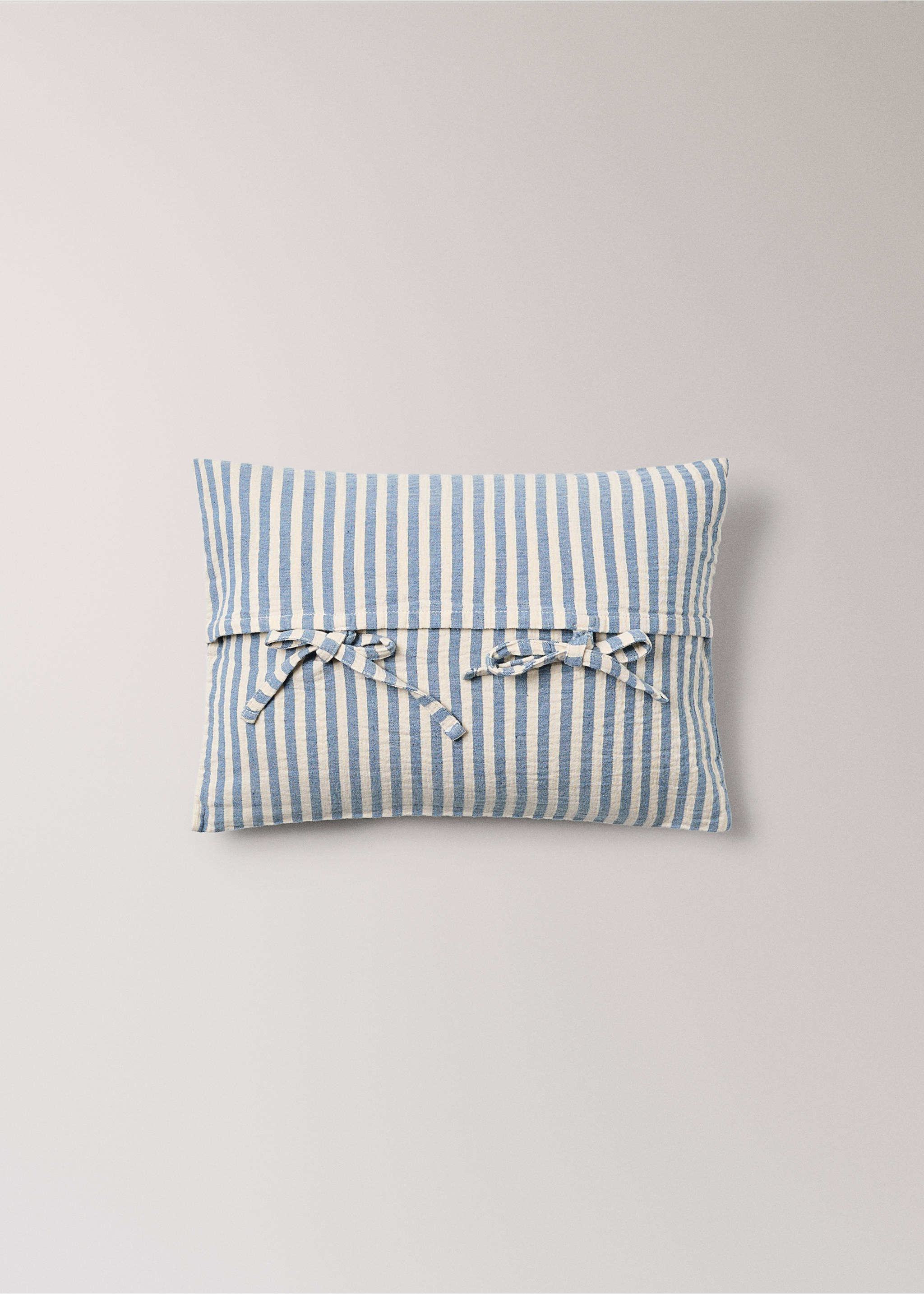 Housse coussin coton à rayures - Détail de l'article 1, Bleu. Ref: 27043334-00.