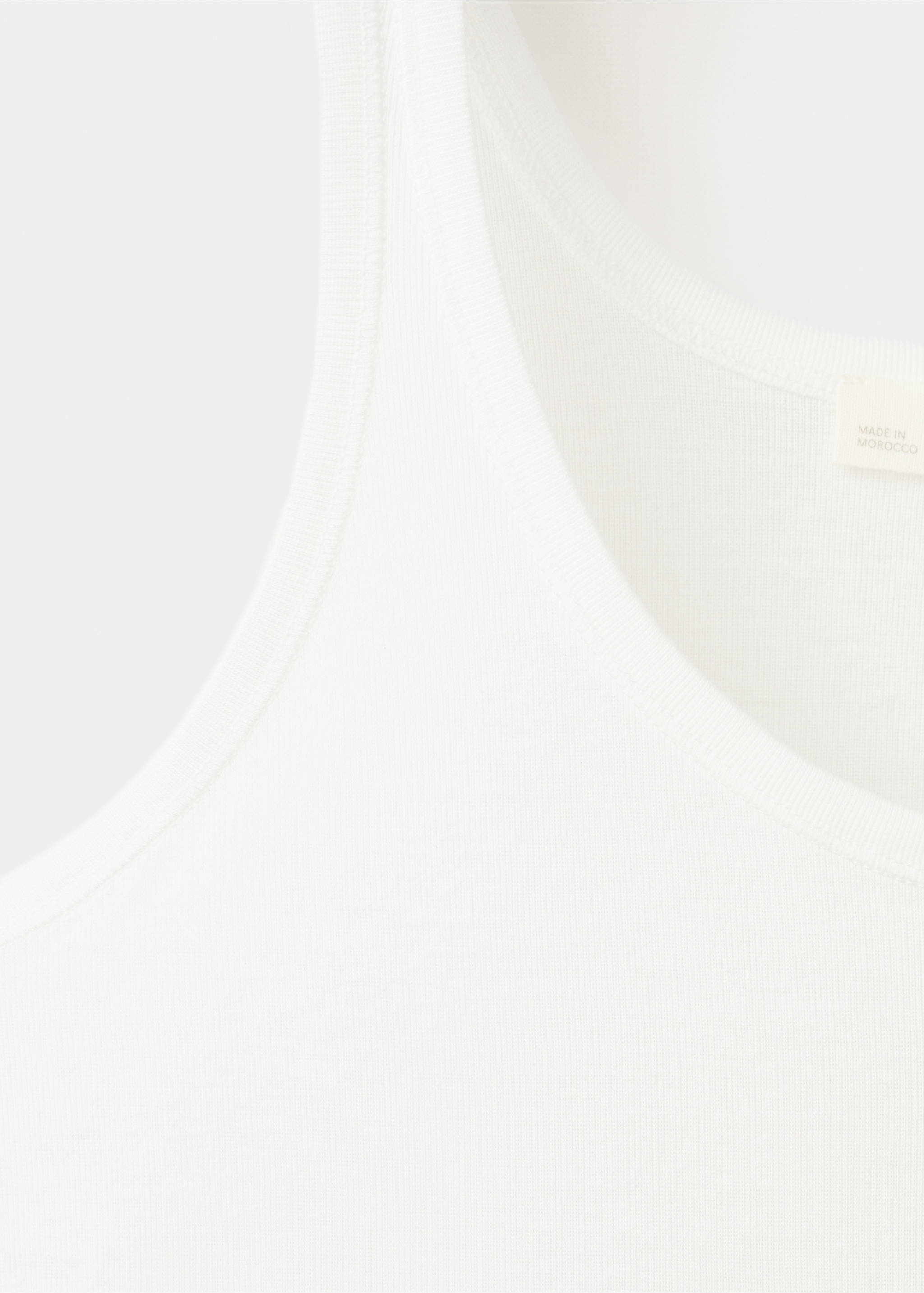 Cotton round-neck top - Details of the article 8, White. Ref: 27043336-00.