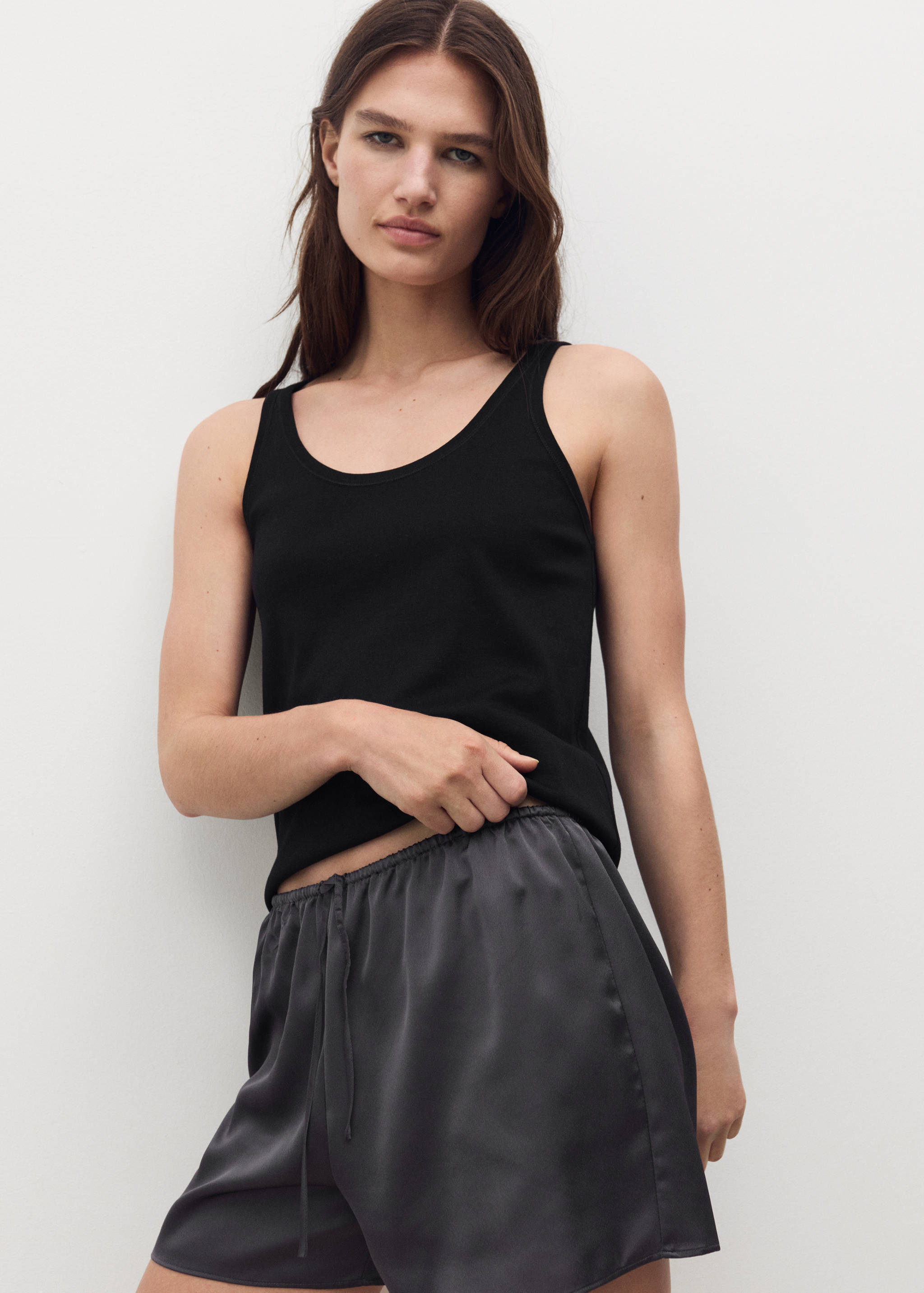 Cotton round-neck top - Medium plane