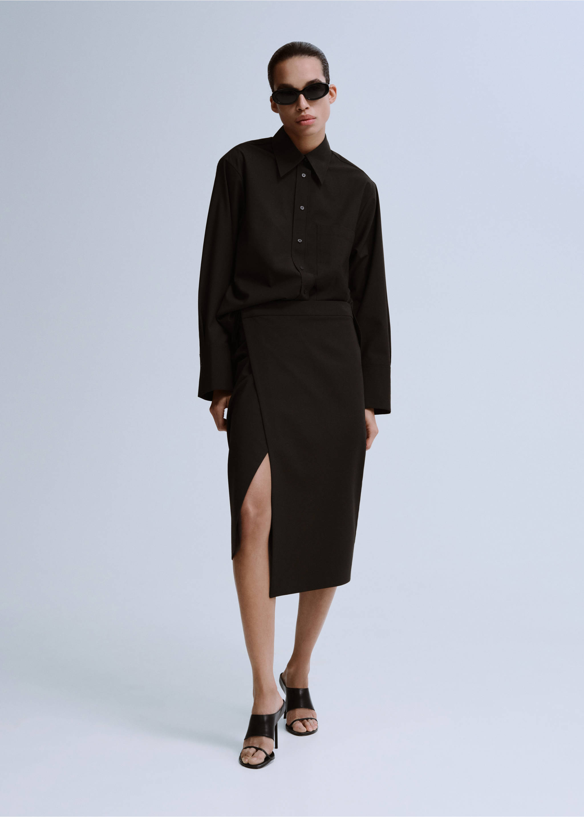 Slit wrap skirt - General plane, Chocolate. Ref: 27043337-00.