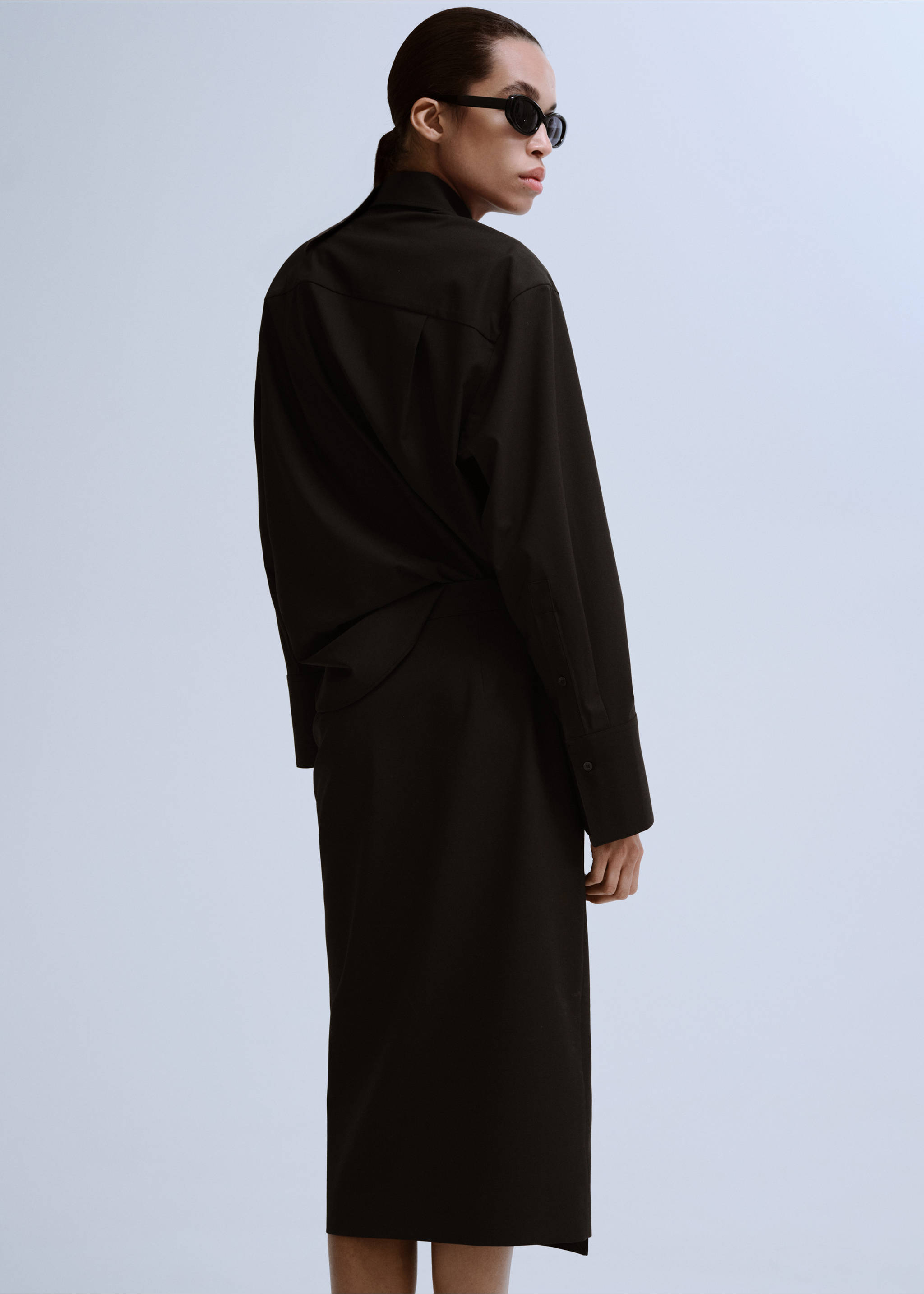 Slit wrap skirt - Reverse of the article, Chocolate. Ref: 27043337-00.