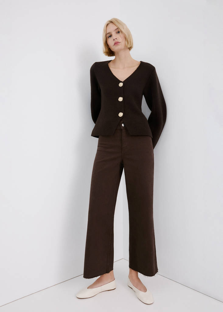 MANGO - Jean style jupe-culotte Catherin taille haute chocolat - 44