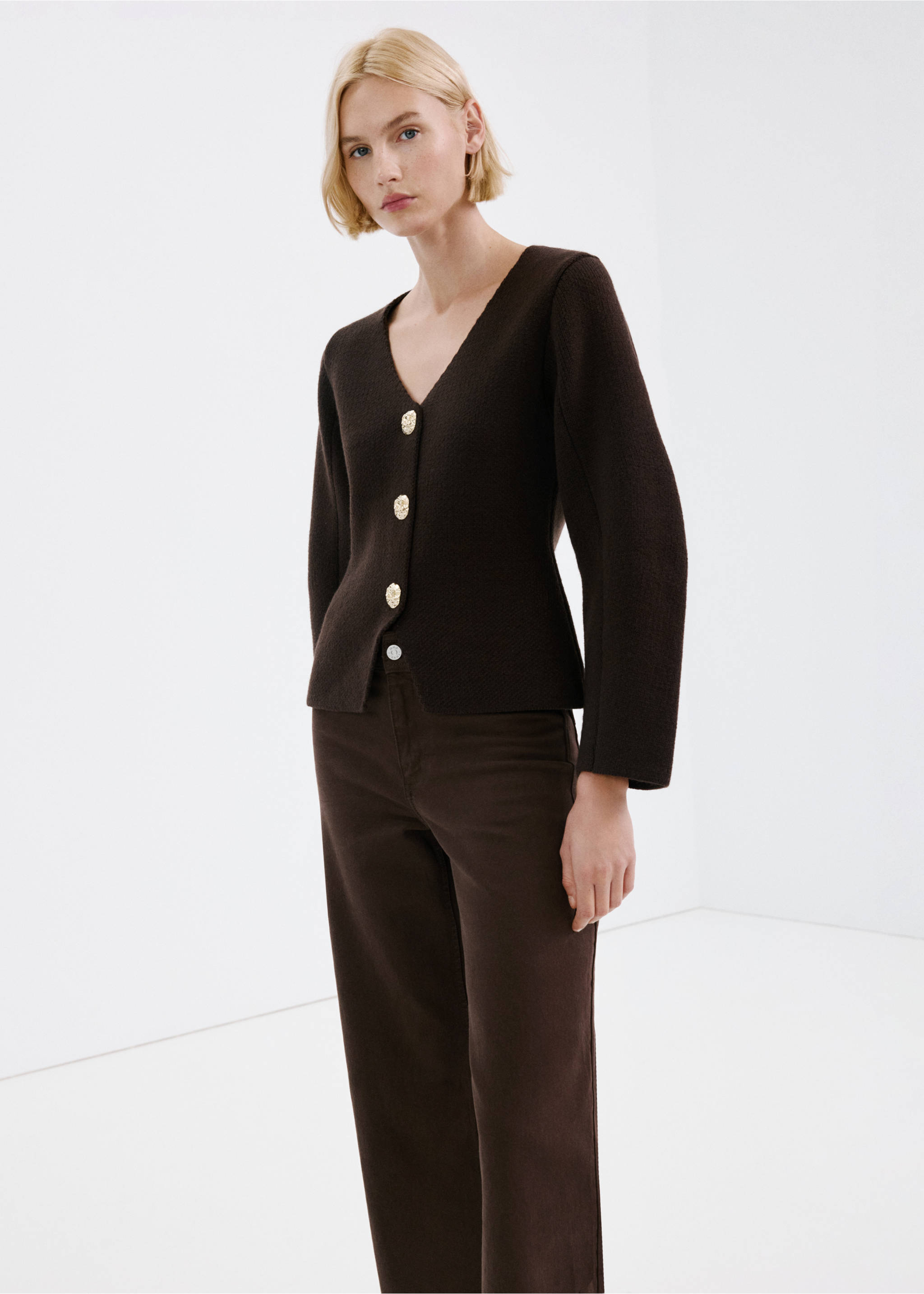 Catherin culotte high-rise jeans - Details of the article 1, Chocolate. Ref: 27043342-00.