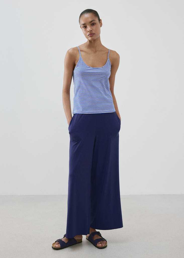 Woven stripe cotton top — Blue